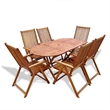 vidaXL 7 Piece Solid Acacia Wood Medium Furniture Set in Natural