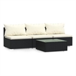 vidaXL 4 Piece Steel Small Garden Lounge Set in Black/Cream