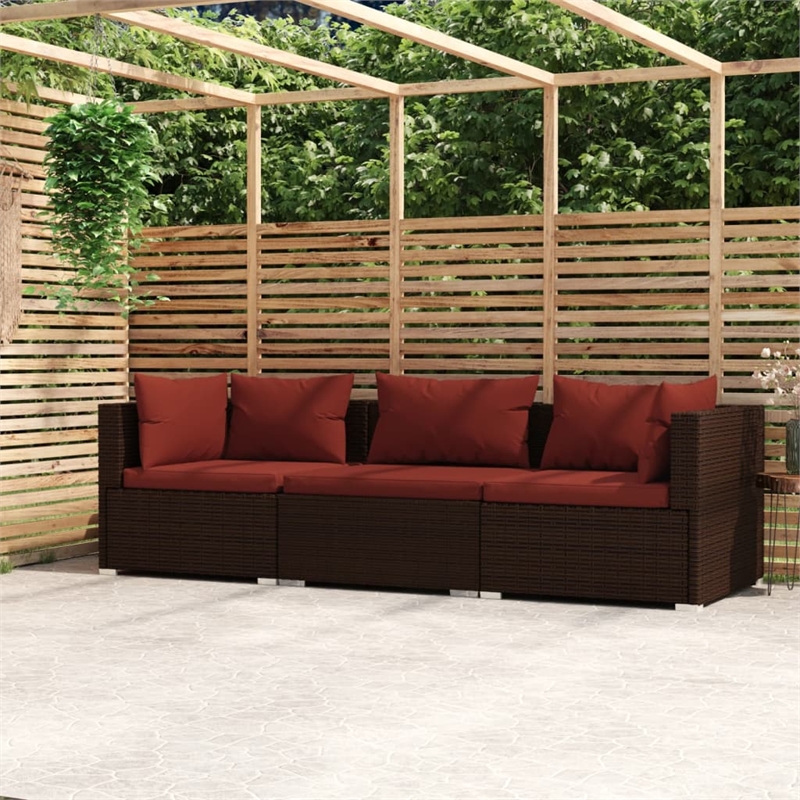 vidaXL Poly Rattan Small Sofa in Brown