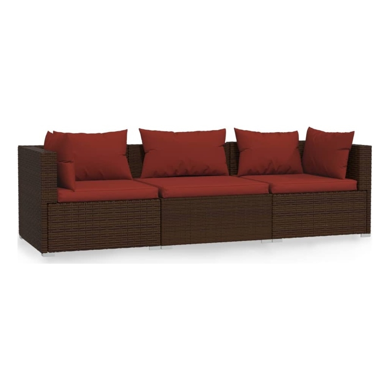 vidaXL Poly Rattan Small Sofa in Brown