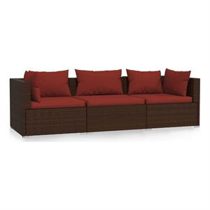 vidaXL Poly Rattan Small Sofa in Brown