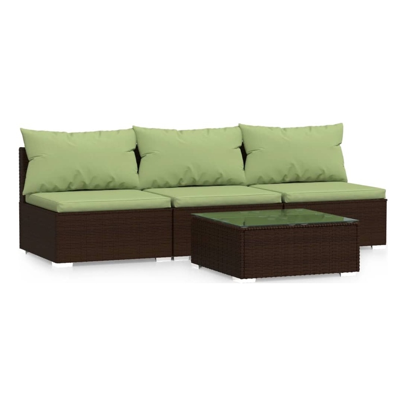 vidaXL 4 Piece Steel Garden Lounge Set in Green/Brown