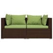vidaXL 3 Piece Poly Rattan Garden Lounge Set in Brown