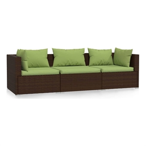 vidaXL Poly Rattan Sofa in Green/Brown