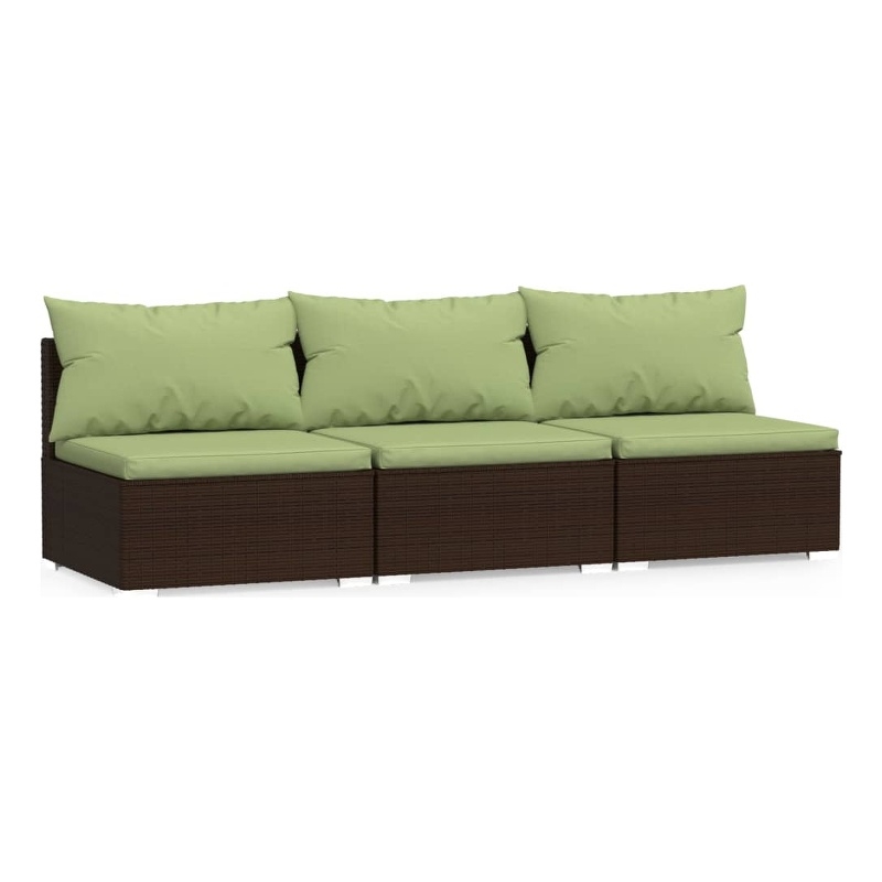 vidaXL Poly Rattan 3-Seater Rectangular Sofa