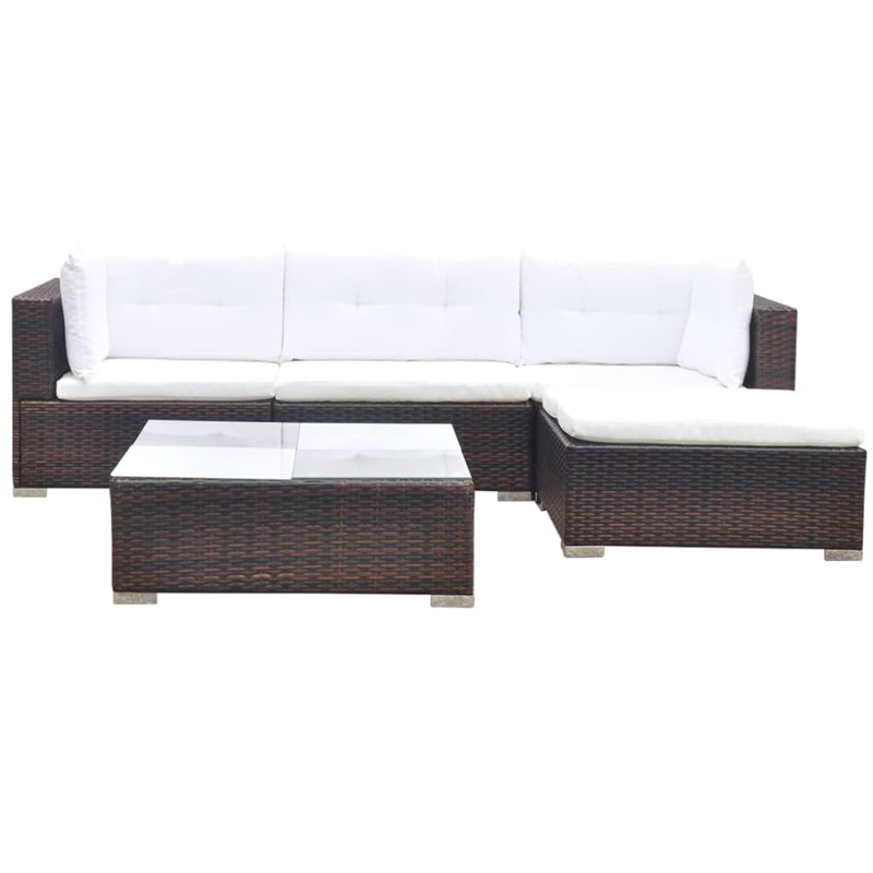 vidaXL 5 Piece Steel Medium Lounge Set in Brown