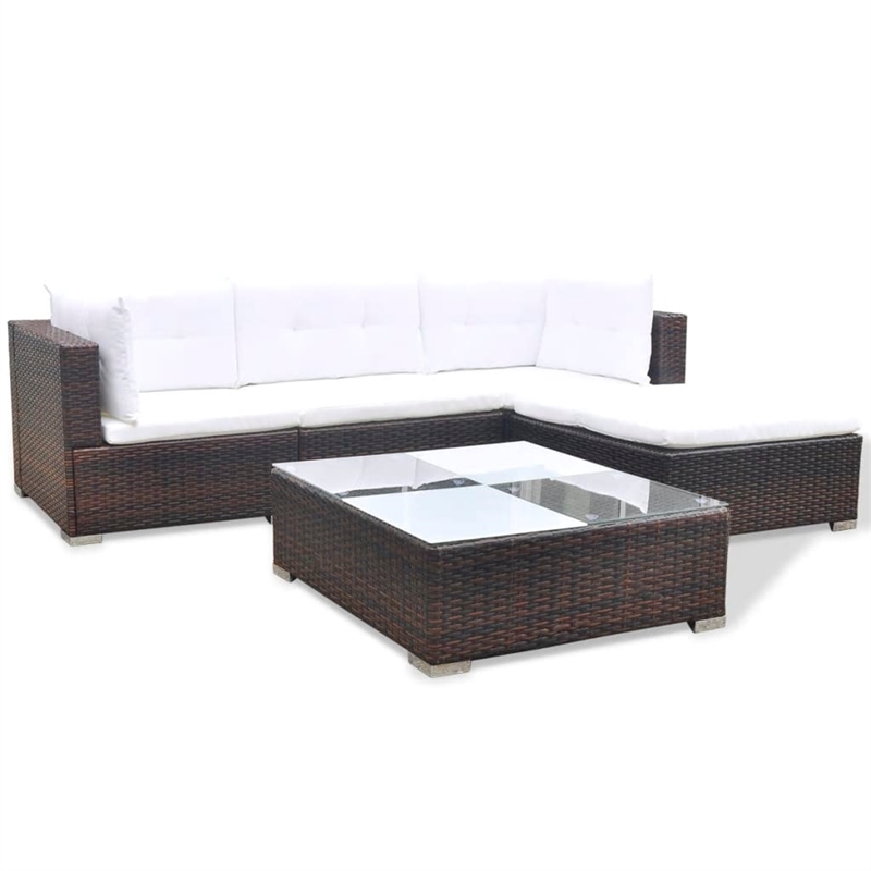 vidaXL 5 Piece Steel Medium Lounge Set in Brown