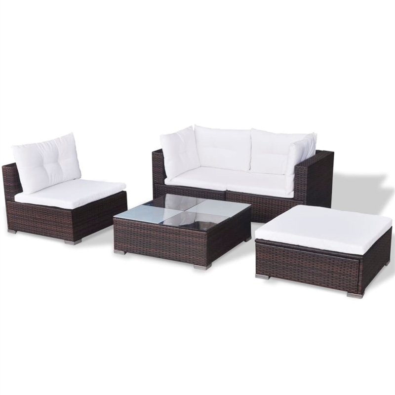 vidaXL 5 Piece Steel Medium Lounge Set in Brown