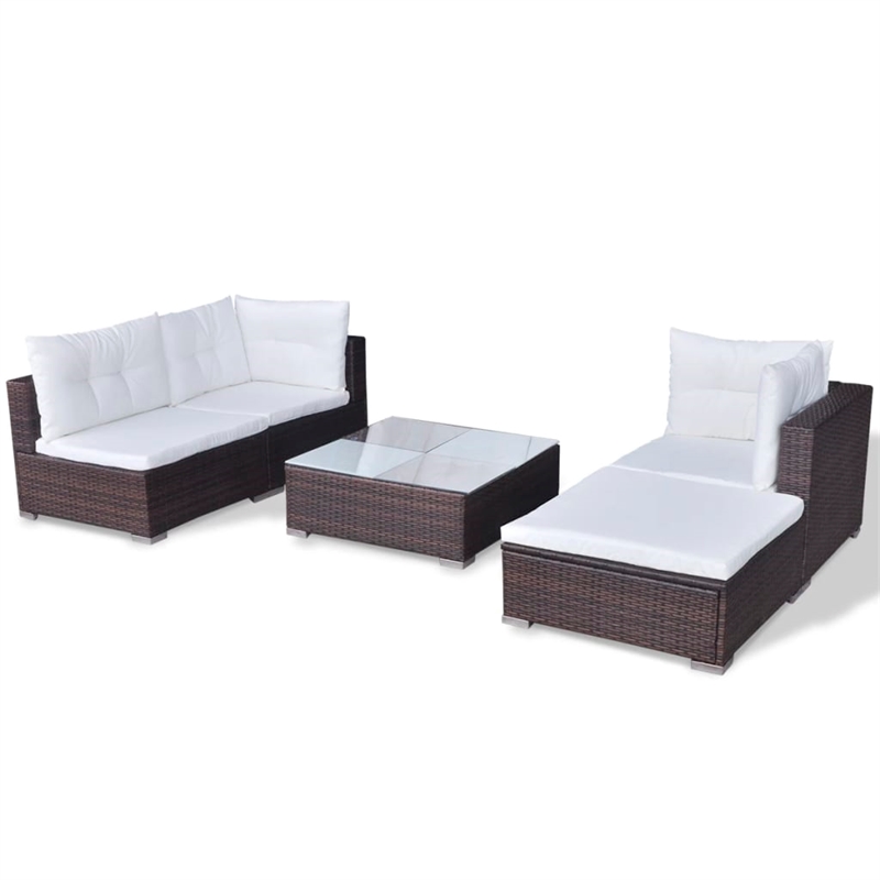 vidaXL 5 Piece Steel Medium Lounge Set in Brown