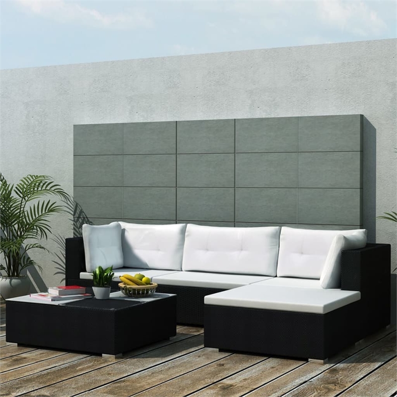vidaXL 5 Piece Steel Lounge Set in Black