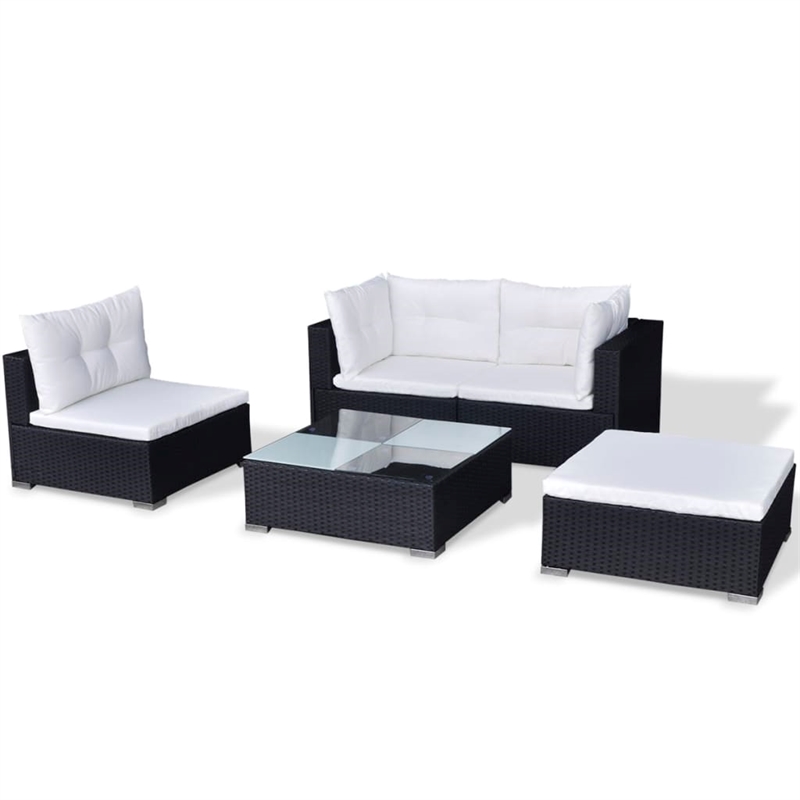 vidaXL 5 Piece Steel Lounge Set in Black