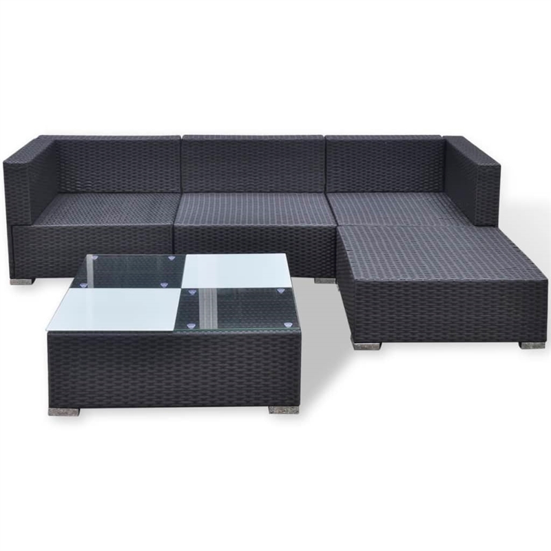 vidaXL 5 Piece Steel Lounge Set in Black