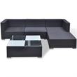 vidaXL 5 Piece Steel Lounge Set in Black