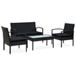 vidaXL 4 Piece Steel Sofa Set in Black