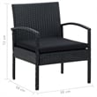 vidaXL 4 Piece Steel Sofa Set in Black