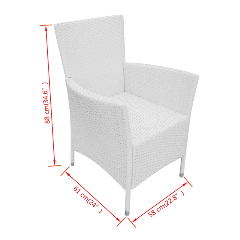 vidaXL 9 Piece Poly Rattan Large Furniture Set in White/Cream