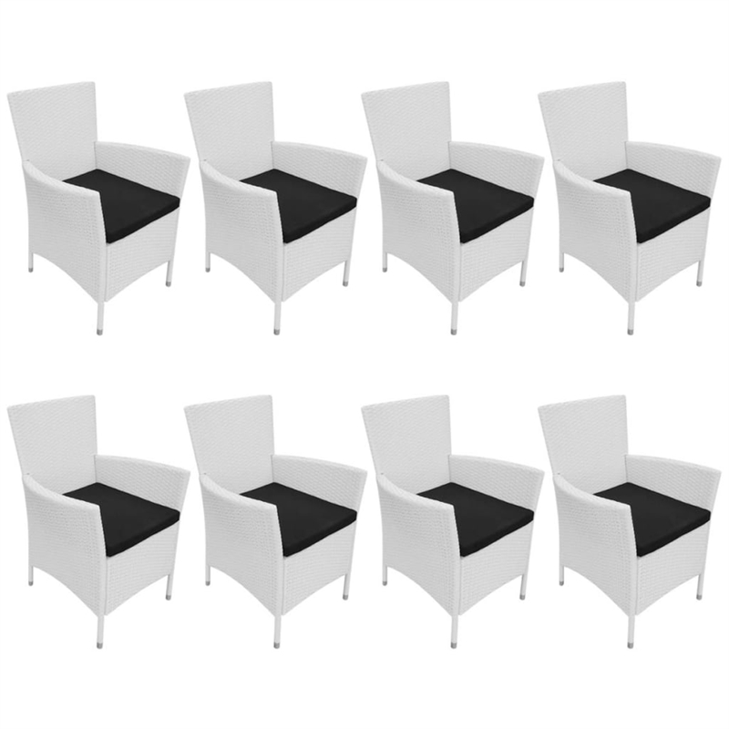 vidaXL 9 Piece Poly Rattan Large Furniture Set in White/Cream