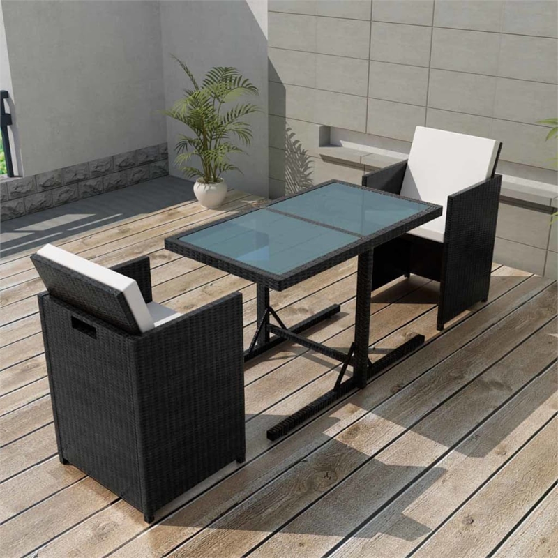 vidaXL 3 Piece Steel Small Furniture Set in Black