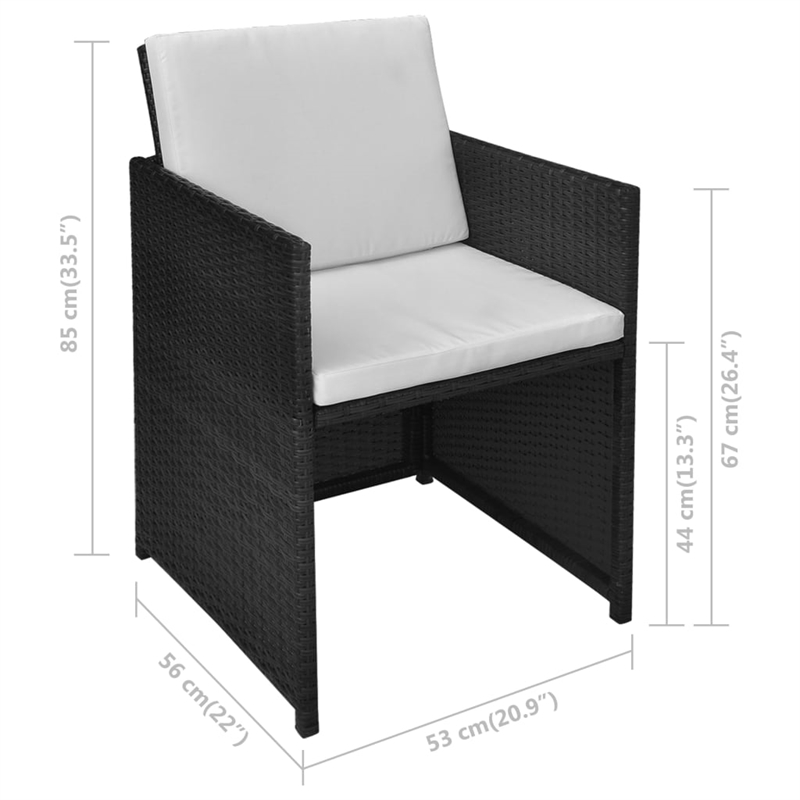 vidaXL 3 Piece Steel Small Furniture Set in Black