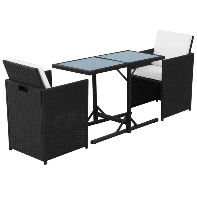 vidaXL 3 Piece Steel Small Furniture Set in Black