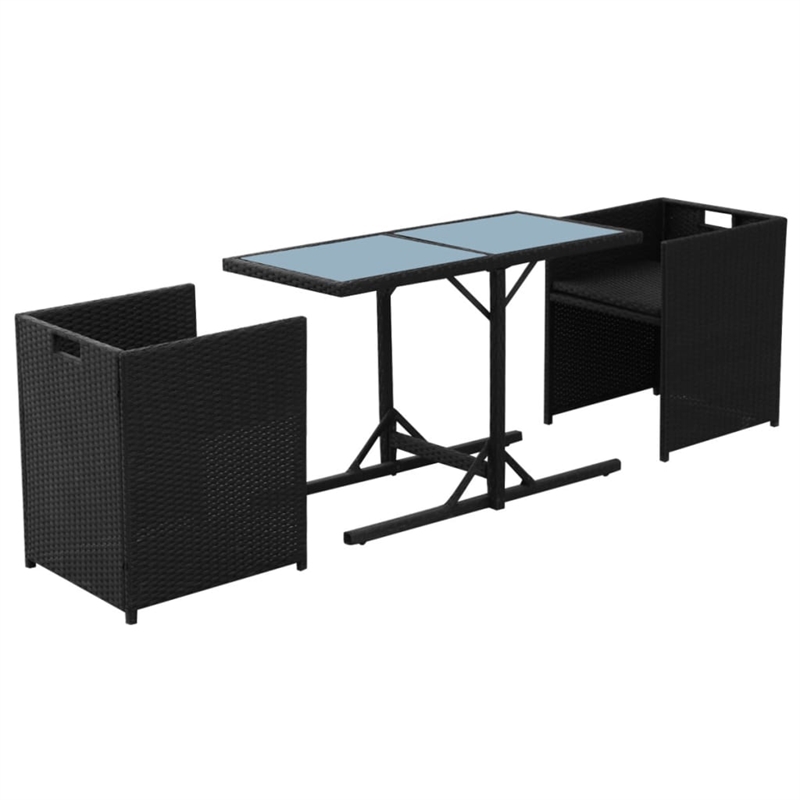 vidaXL 3 Piece Steel Small Furniture Set in Black