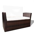 vidaXL 4 Piece Poly Rattan Sofa Set in White/Brown/Cream