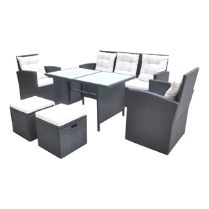 vidaXL 7 Piece Furniture Set in Black/White/Cream