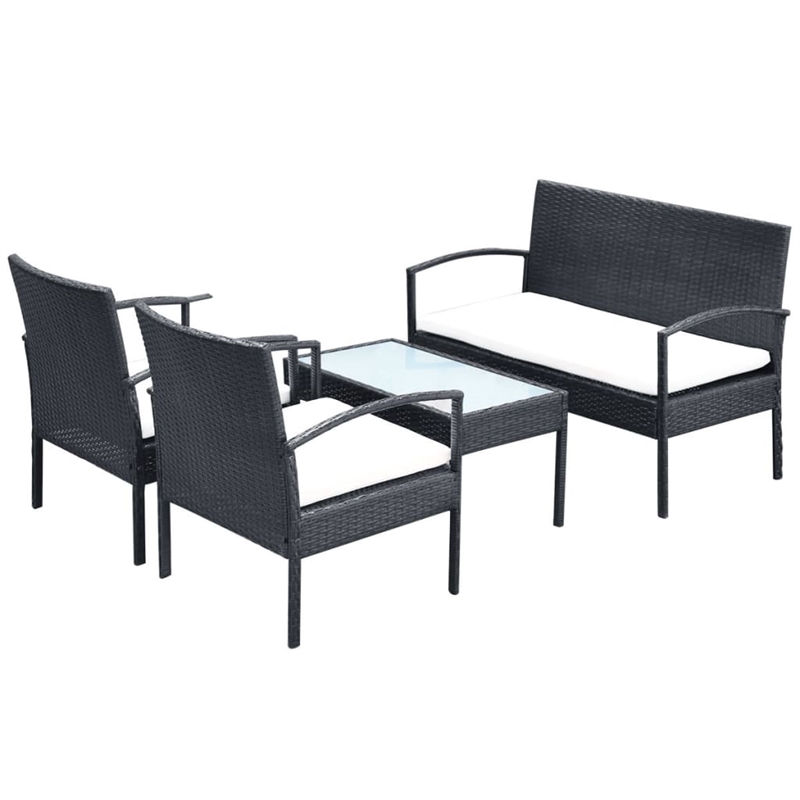 vidaXL 4 Piece Steel Sofa Set in Black/White/Cream