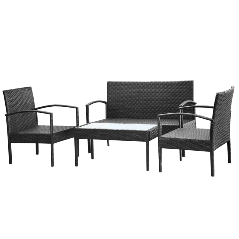 vidaXL 4 Piece Steel Sofa Set in Black/White/Cream