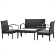 vidaXL 4 Piece Steel Sofa Set in Black/White/Cream