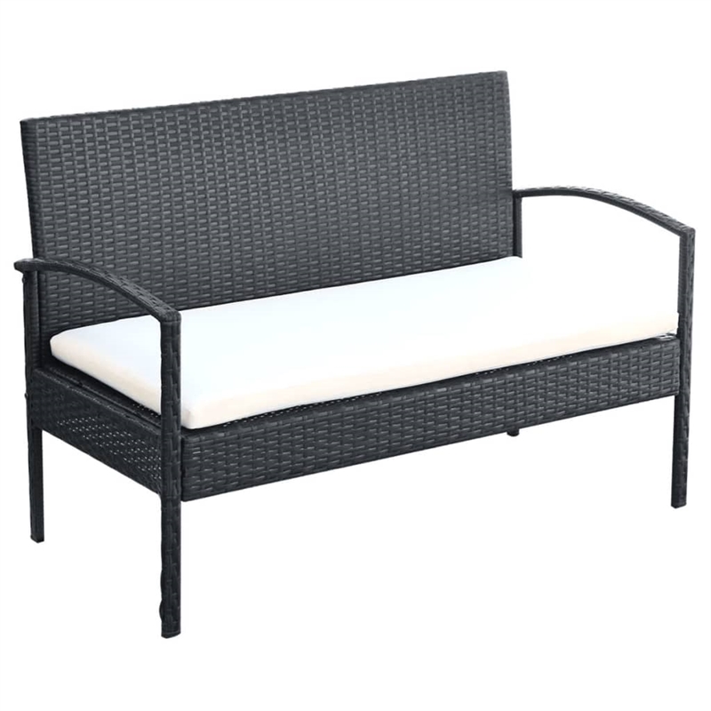 vidaXL 4 Piece Steel Sofa Set in Black/White/Cream