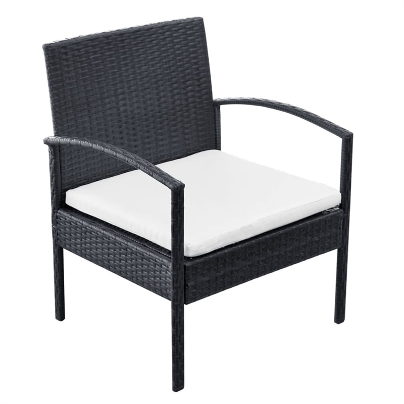vidaXL 4 Piece Steel Sofa Set in Black/White/Cream