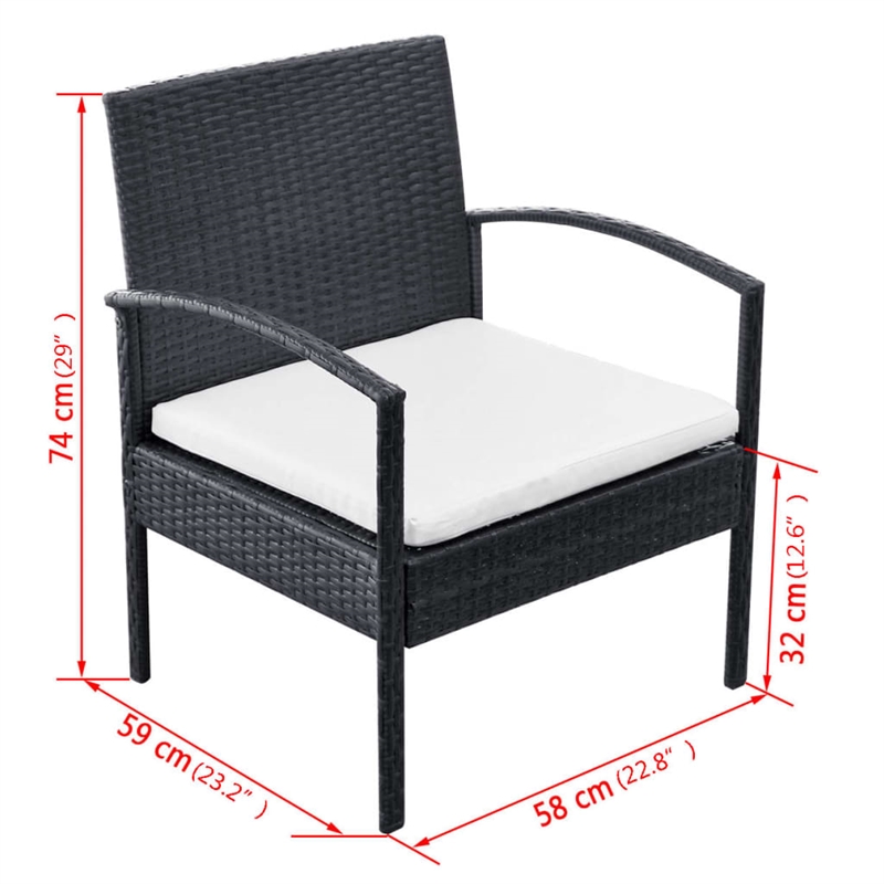 vidaXL 4 Piece Steel Sofa Set in Black/White/Cream