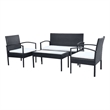 vidaXL 4 Piece Steel Sofa Set in Black/White/Cream