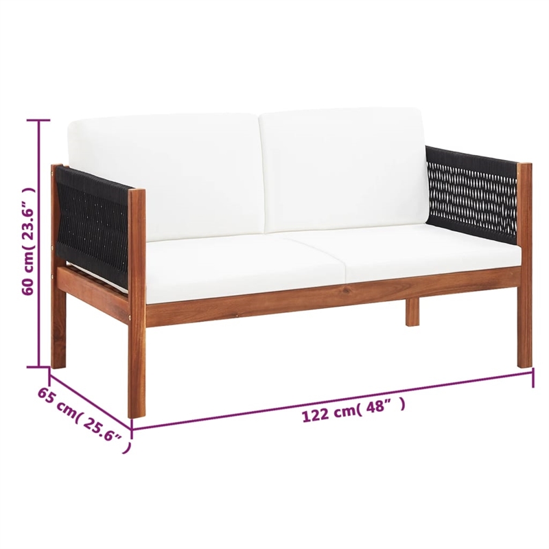 vidaXL 4 Piece Solid Acacia Wood Small Garden Lounge Set in Natural