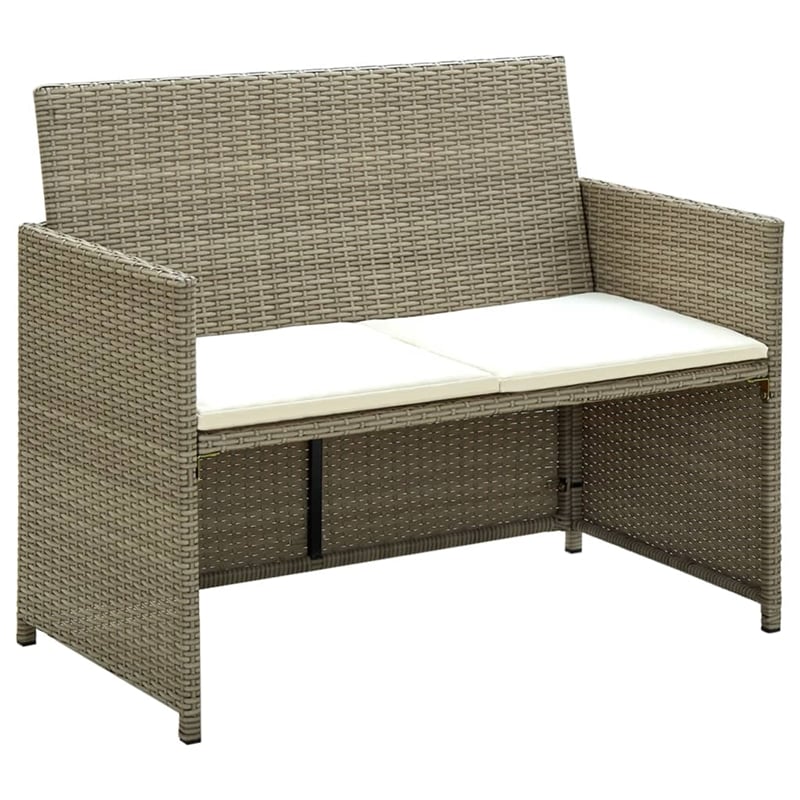 vidaXL 4 Piece Steel Sofa Set in White/Cream/Beige