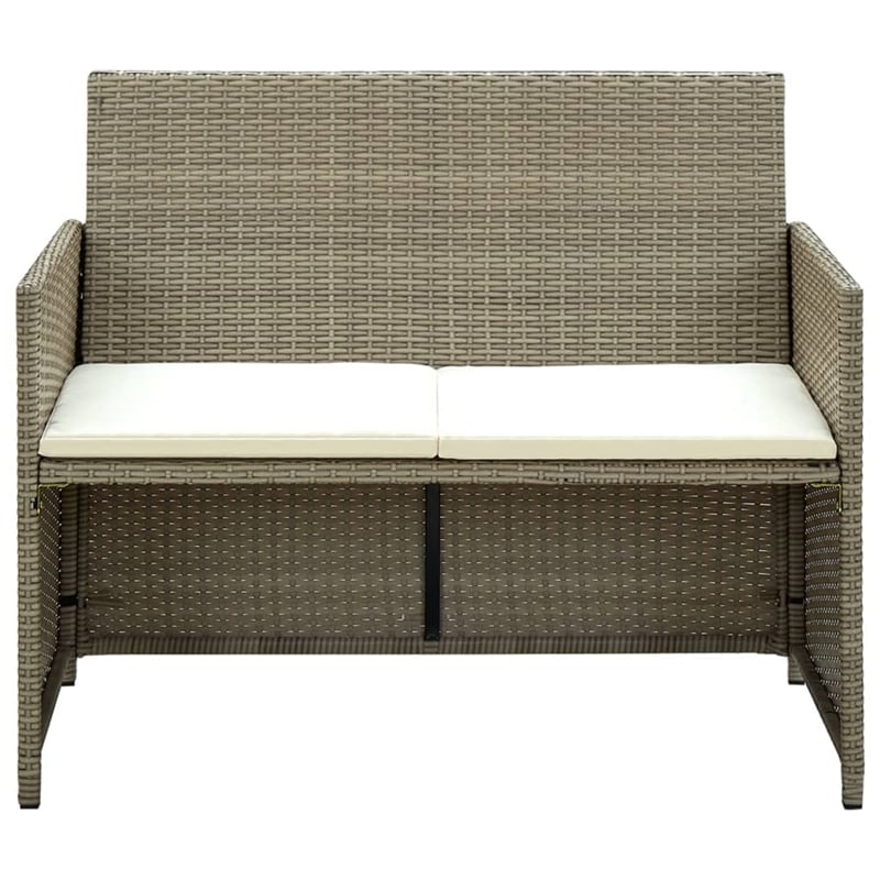 vidaXL 4 Piece Steel Sofa Set in White/Cream/Beige