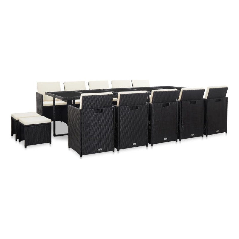 vidaXL 15 Piece Furniture Set in Black/White/Cream