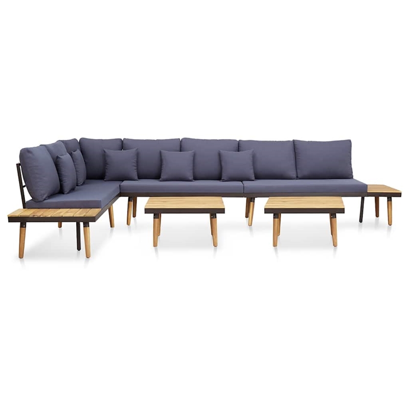 vidaXL Solid Acacia Wood Garden Lounge Set in Gray/Brown