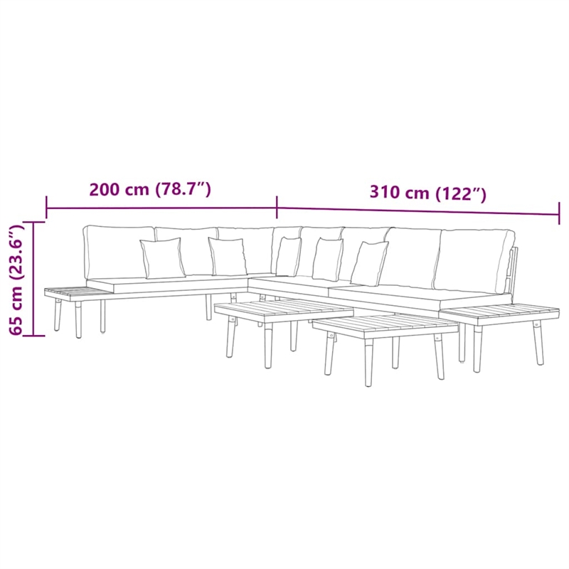 vidaXL Solid Acacia Wood Garden Lounge Set in Gray/Brown