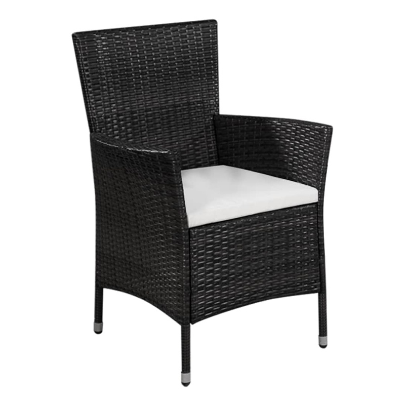 vidaXL 3 Piece Poly Rattan Garden Furniture Set in Black
