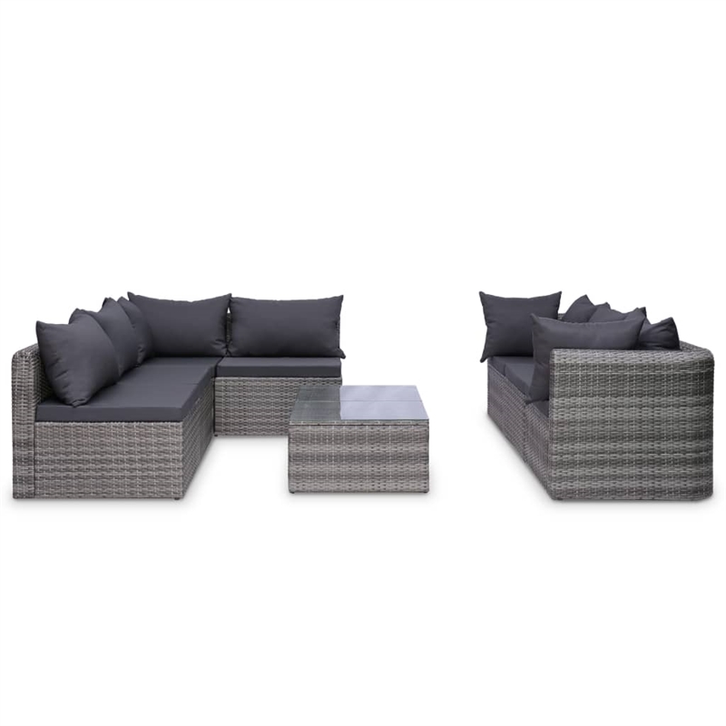 vidaXL 8 Piece Poly Rattan Medium Sofa Set in Gray