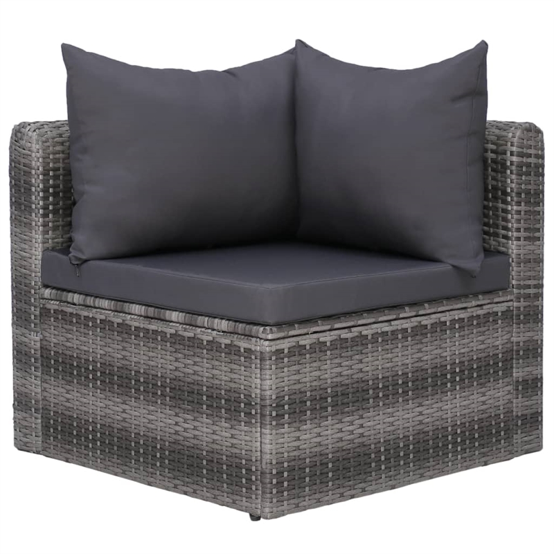 vidaXL 8 Piece Poly Rattan Medium Sofa Set in Gray