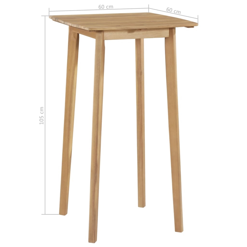 vidaXL 3 Piece Solid Acacia Wood Small Bar Set in Gray/Brown
