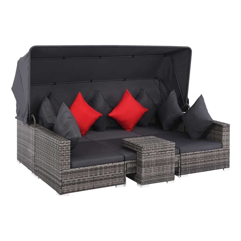 vidaXL 7 Piece Steel Sofa Set in Gray