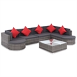 vidaXL 8 Piece Steel Sofa Set in Gray/Red