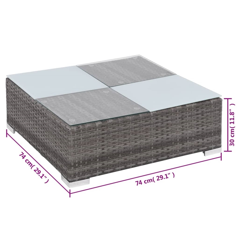 vidaXL 8 Piece Steel Sofa Set in Gray/Red