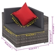 vidaXL 8 Piece Steel Sofa Set in Gray/Red