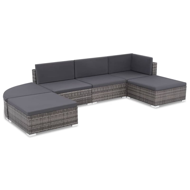 vidaXL 6 Piece Steel Sofa Set in Gray