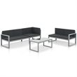 vidaXL 3 Piece Aluminum Furniture Set in Black